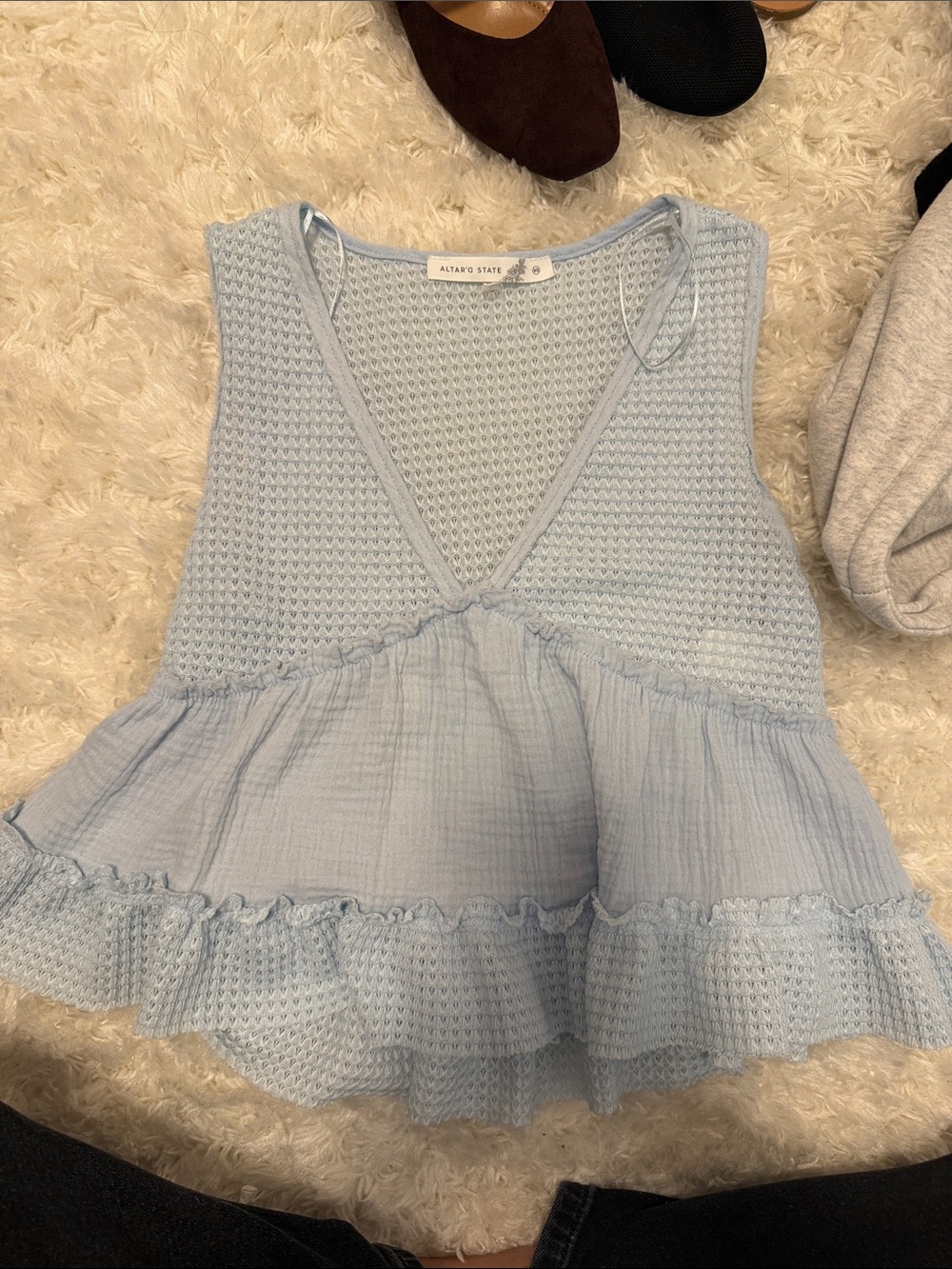 Altar'd State Light Blue Peplum Tank
